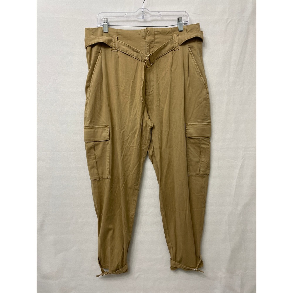 White House Black Market Cargo Pants size 14 Tan High Rise Tapered Ankle Utility